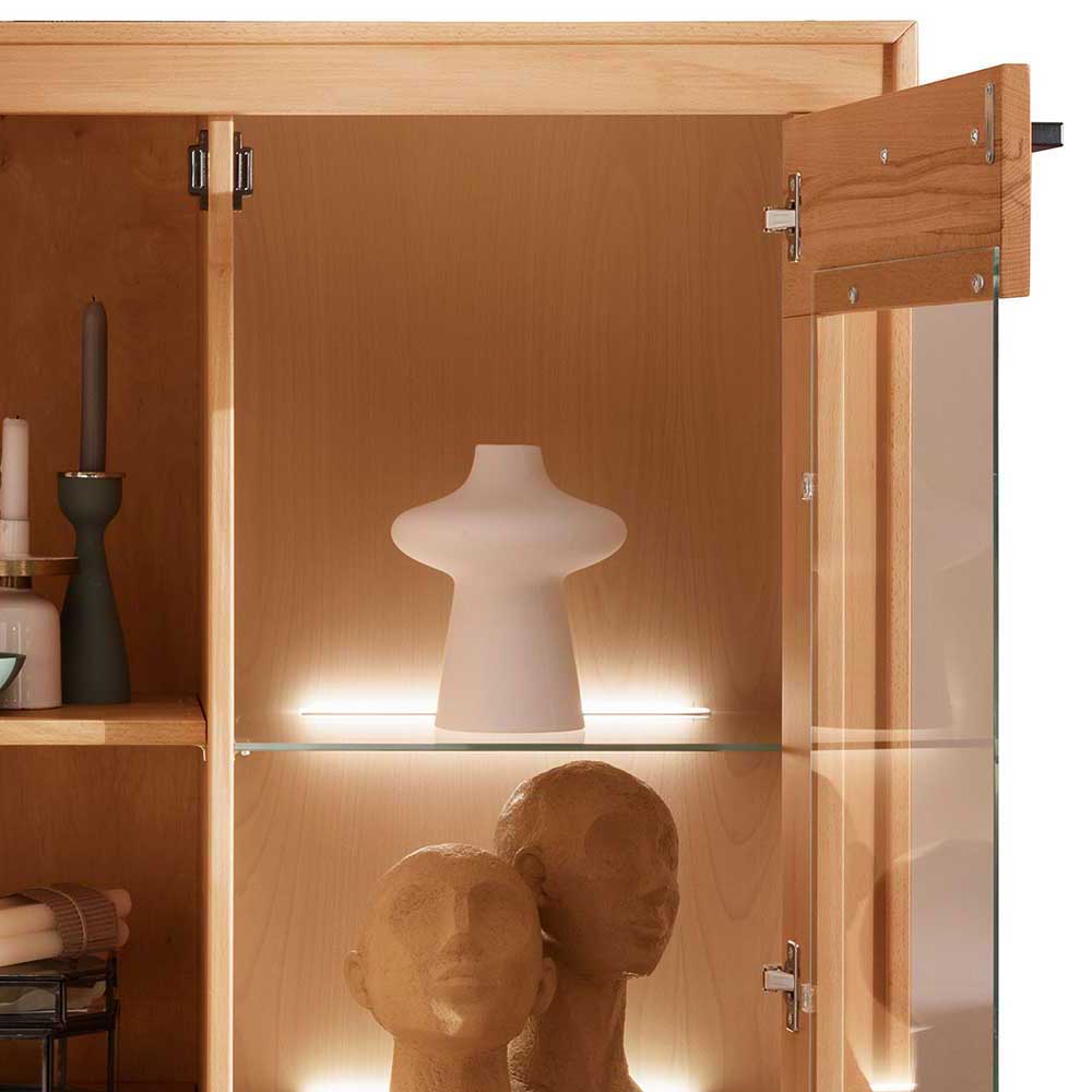 Designer Wohnwand aus massiver Kernbuche - Sarosca (vierteilig)