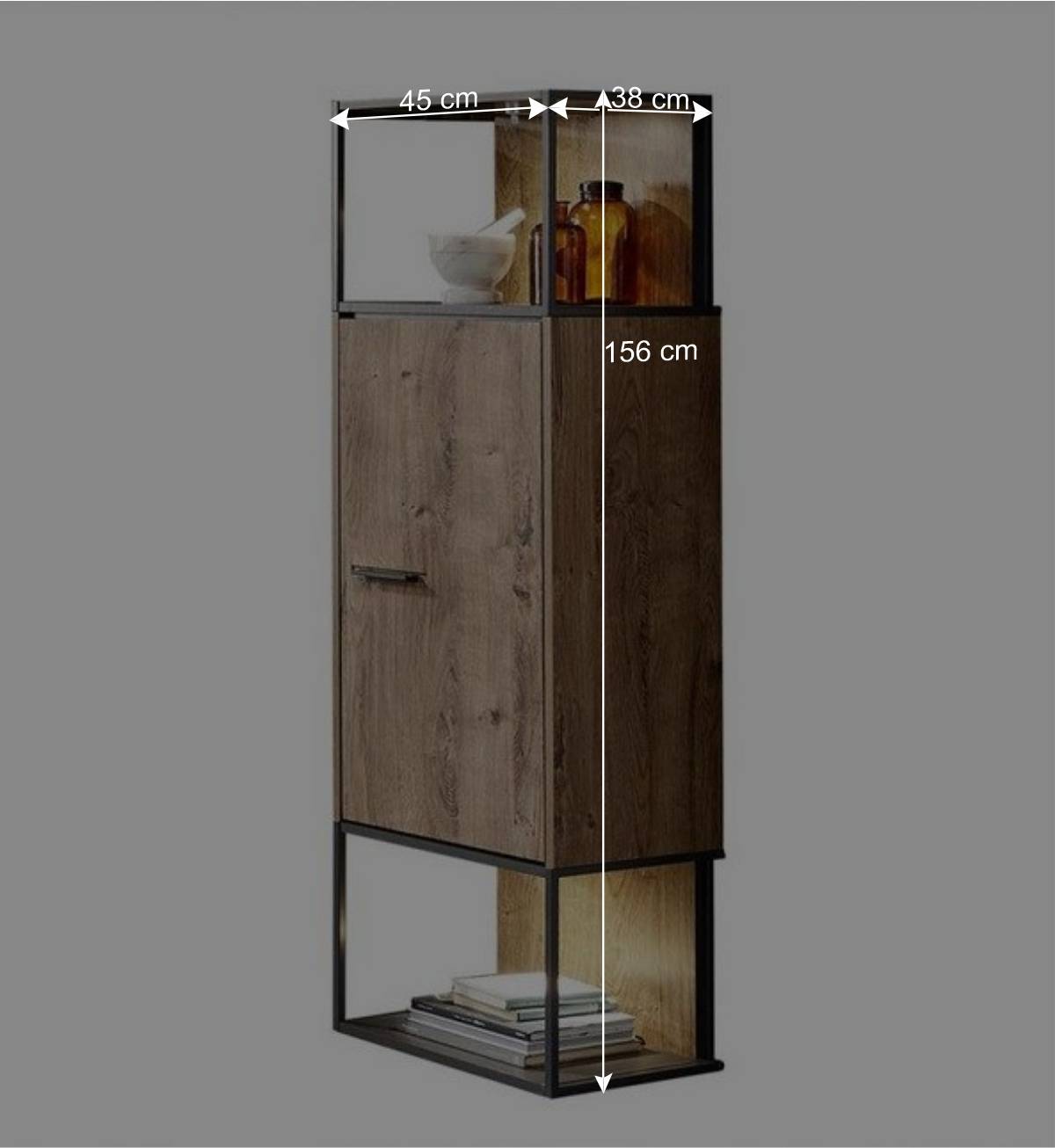 45x156x38 Regal mit Schrankfach Industrial - Xindus
