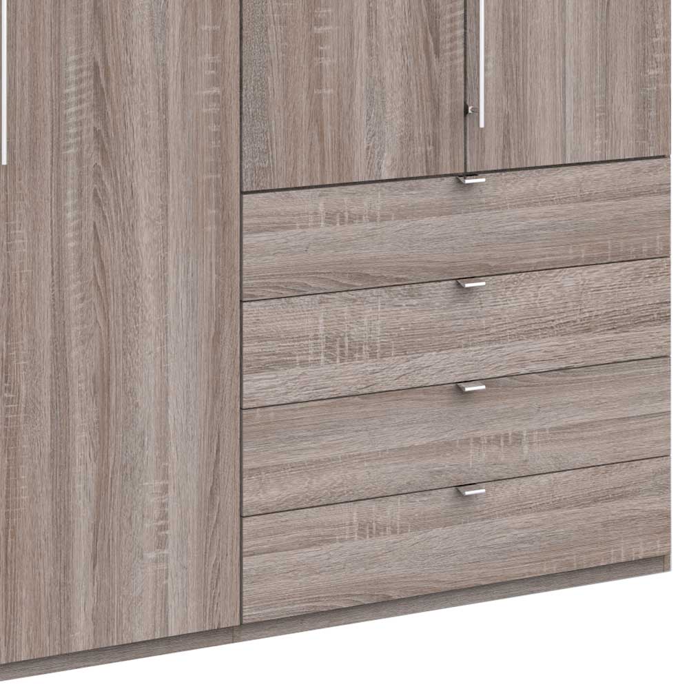 Kombi-Schlafzimmerschrank in dunklem Eiche Dekor - Crenba