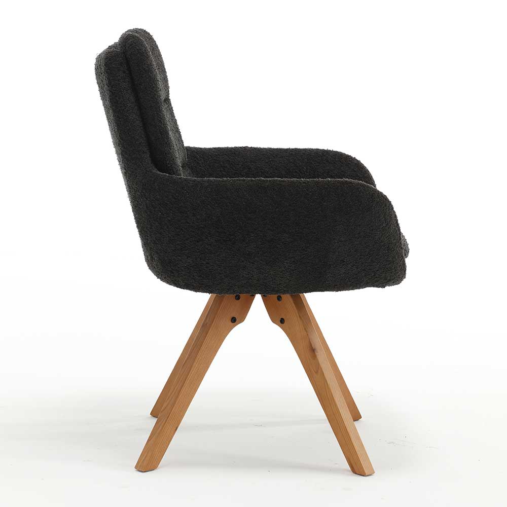 Esstisch Sessel in Anthrazit Boucle - Calmdros (2er Set)