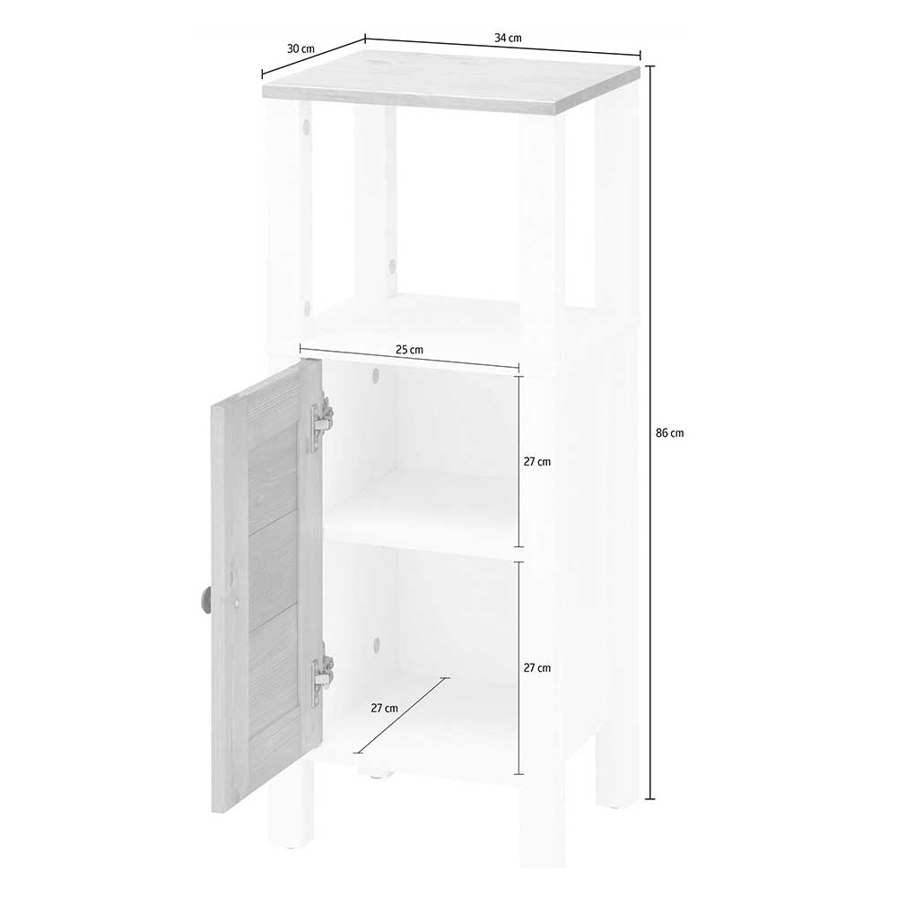 34x86x30 Badschrank mit Lamellentür & Ablage - Zavieca I