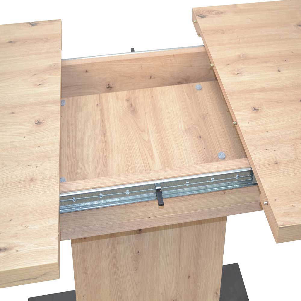 Erweiterbarer Küchentisch mit sichtbarem Ausziehmechanismus und Stauraum für Einlegeplatten – Tree