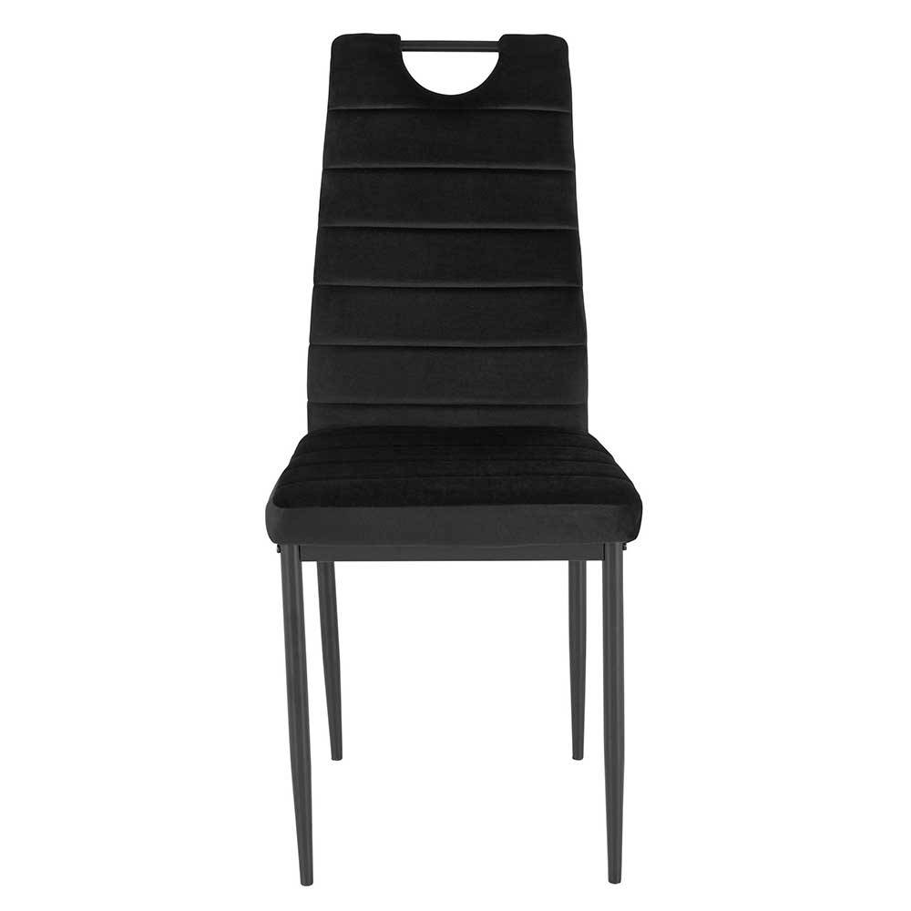 Samt Esstischstühle in Schwarz - Tadella (Set)