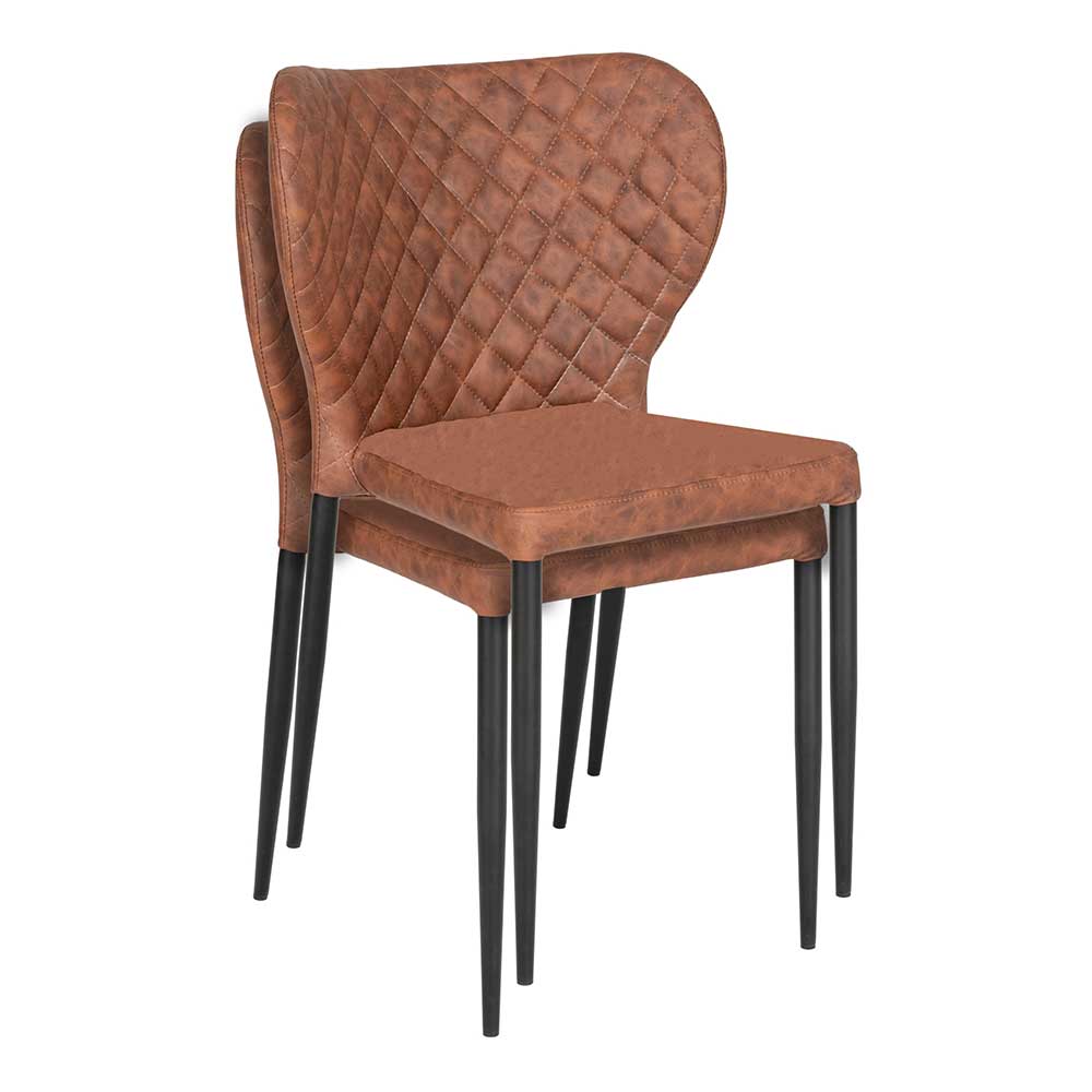 Stapelstühle aus Kunstleder Braun - Awilda (2er Set)
