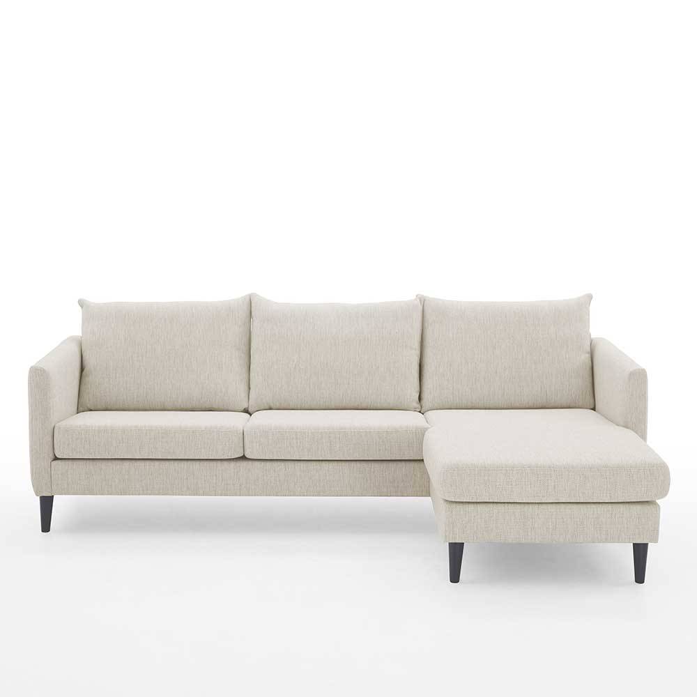 Helles L-Sofa in Creme mit schwarzem Gestell und Récamiere rechts – Bentema