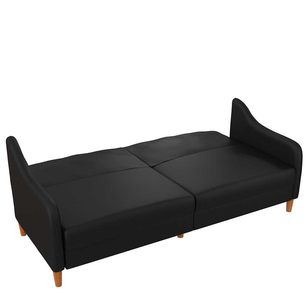 Kunstleder Schlafsofa in Schwarz - Marc