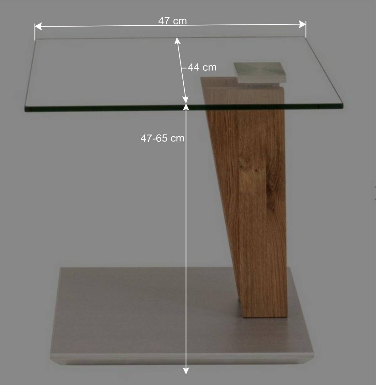 47x44 Glas Beistelltisch höhenverstellbar - Acerenzus