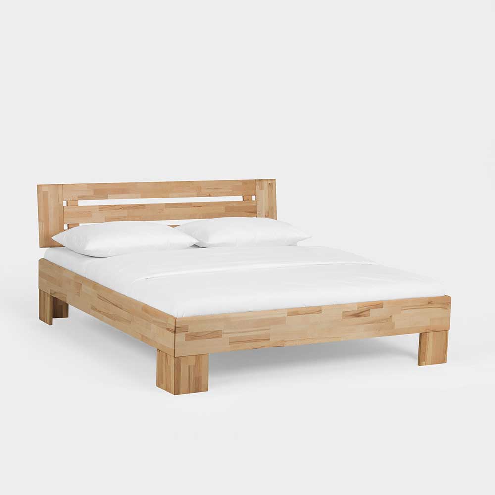 Doppelbett Set Junetega aus Massivholz Kernbuche geölt (dreiteilig)