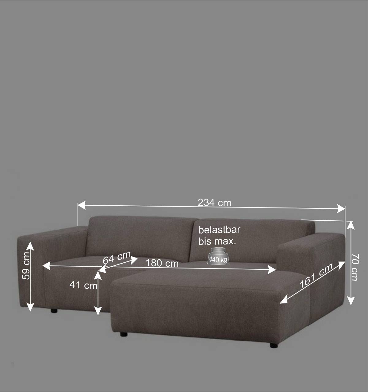 L-Sofa in Beige Stoffbezug - Adamantia