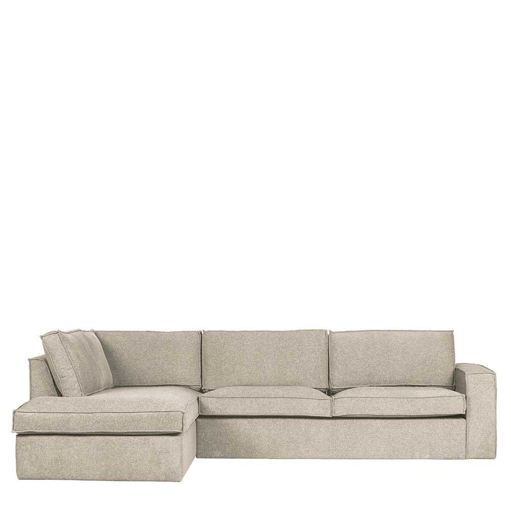 Ecksofa in Beigegrau Stoffbezug - Donny
