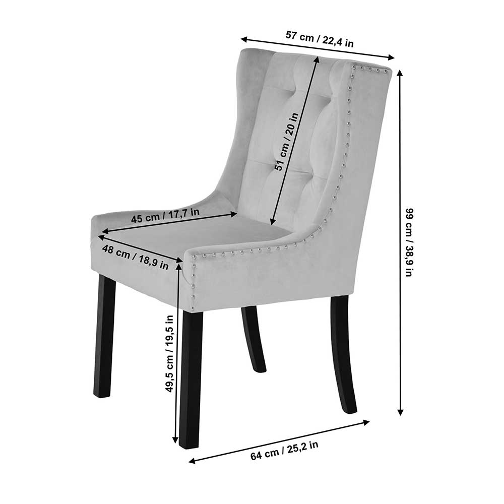 Eleganter Samtstuhl in Anthrazit - Medinus