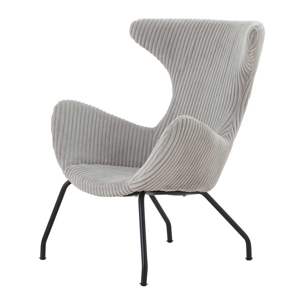 Grauer Cord Sessel im Skandi Design - Abid