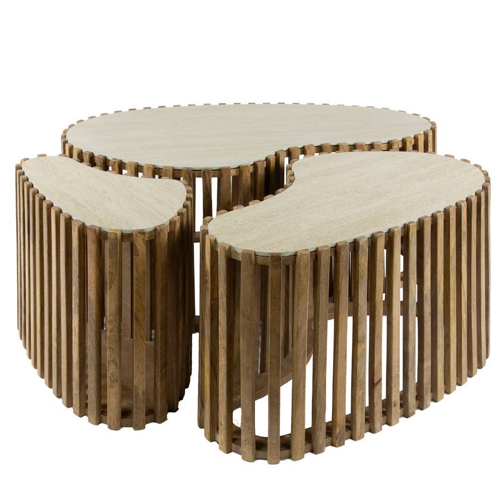 Couchtisch Trio in Mangoholz Sand - Cervasius (dreiteilig)
