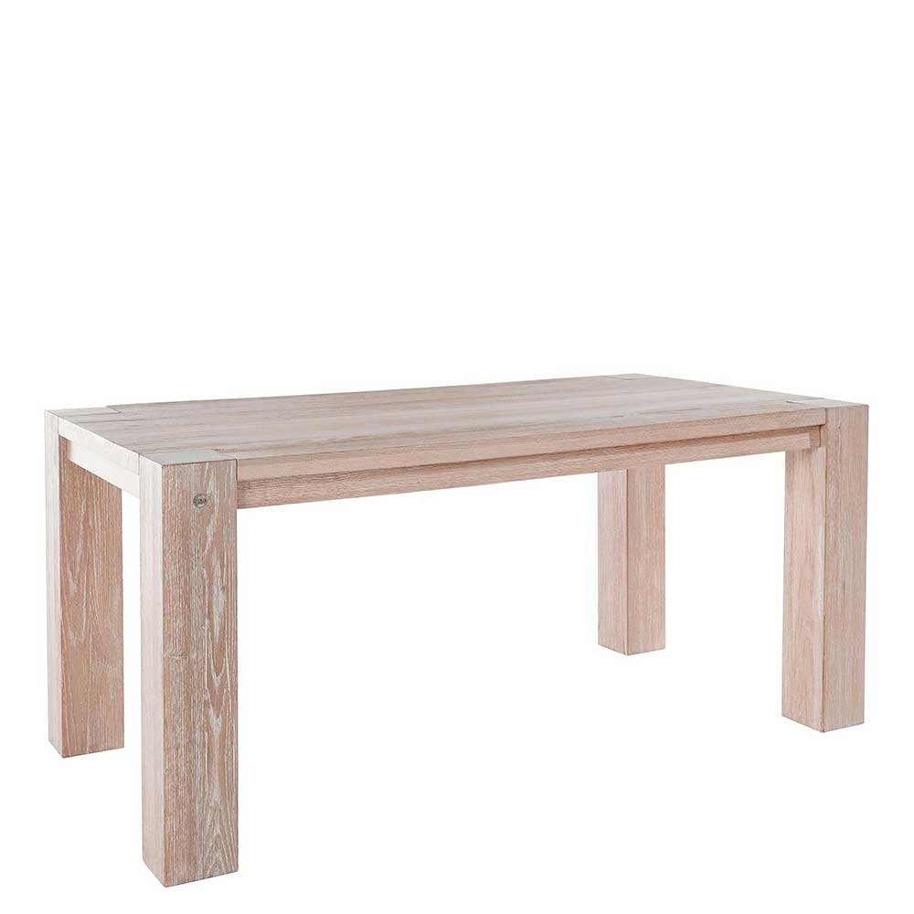 Massiver Esstisch aus Wildeiche White Wash - Aribert