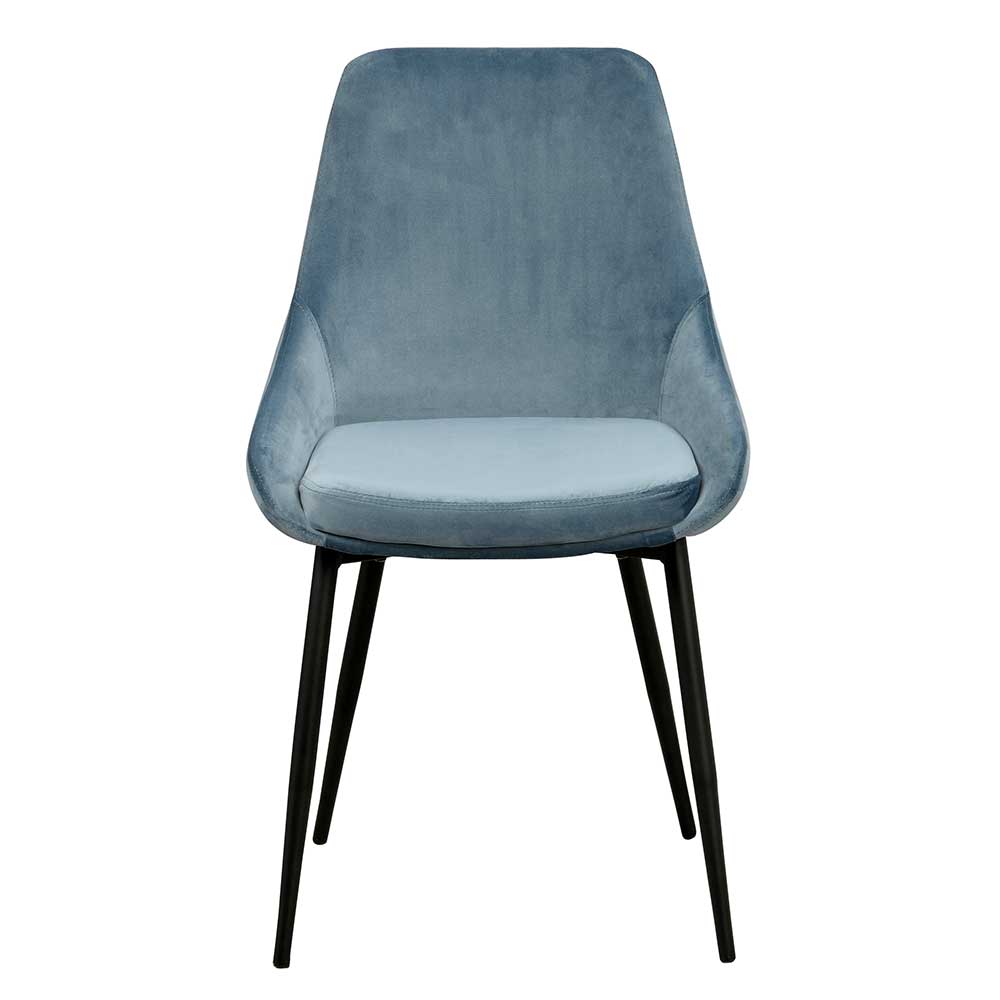 Blauer Samt Esstischstuhl von vorne, elegantes und modernes Design f R Ihr Zuhause (2er Set) Elisa