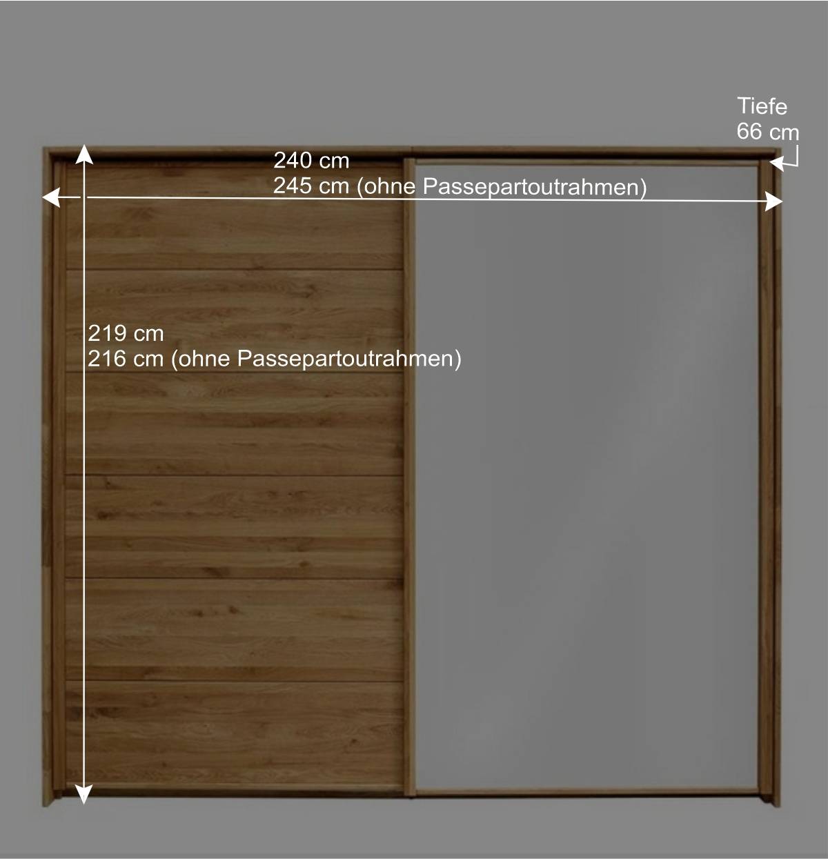 Schwebetürenschrank aus Wildeiche & Weißglas - Divnoi