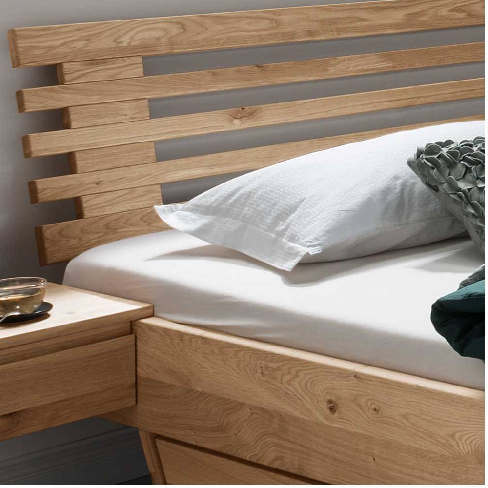 Bett mit zwei Bettkästen aus Wildeiche - Zennian (dreiteilig)