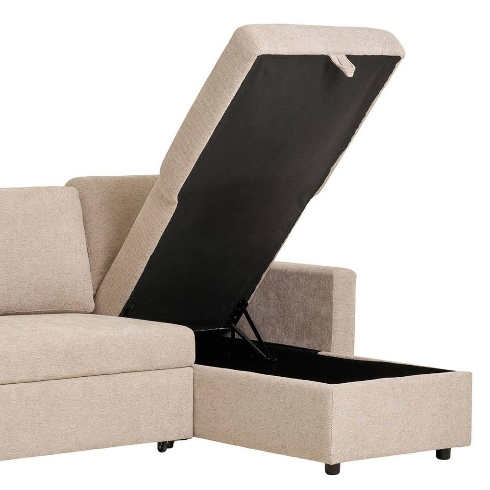 Sofaecke mit Bettfunktion in Beigegrau - Adhipa