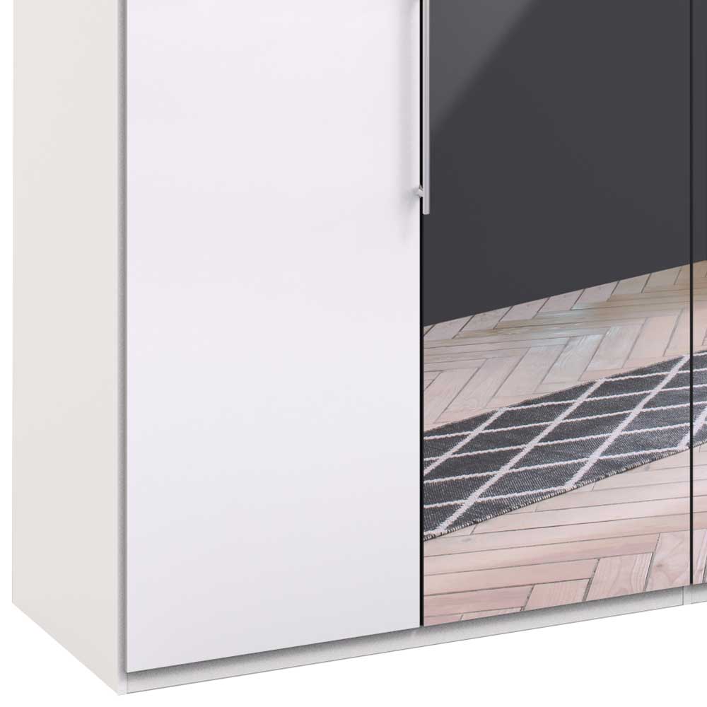 Schlafzimmerschrank mit Spiegel & Glas Front in Weiß - Dolienca