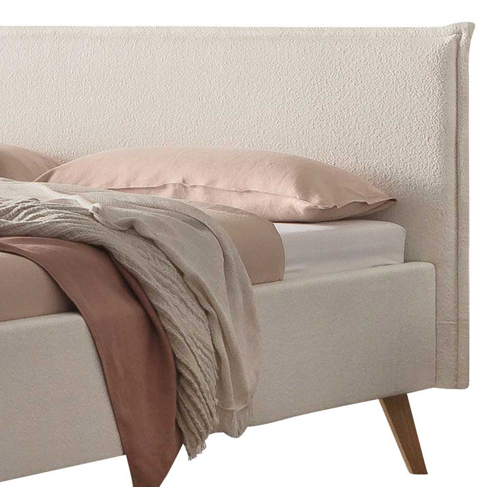 Skandi Polsterbett Kopfteil in Creme Boucle Stoff mit weicher Haptik für das Schlafzimmer – Jandaria