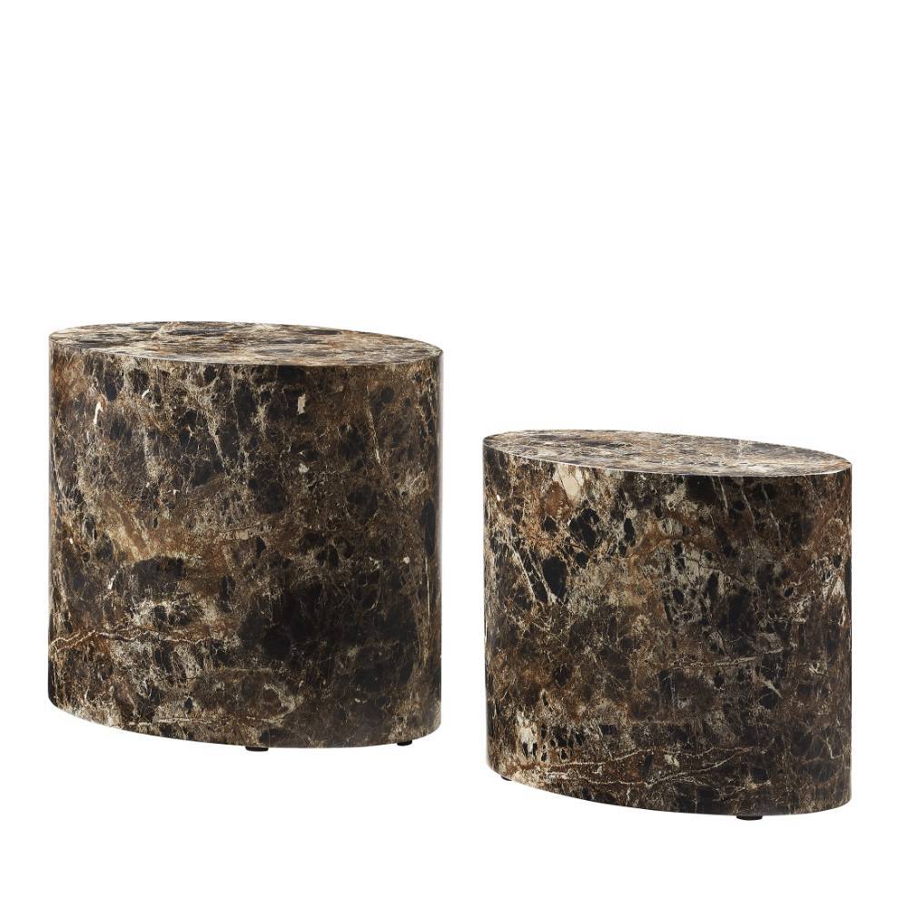 Wohnzimmertisch Duo - Marmoroptik Braun - Merandes (zweiteilig)