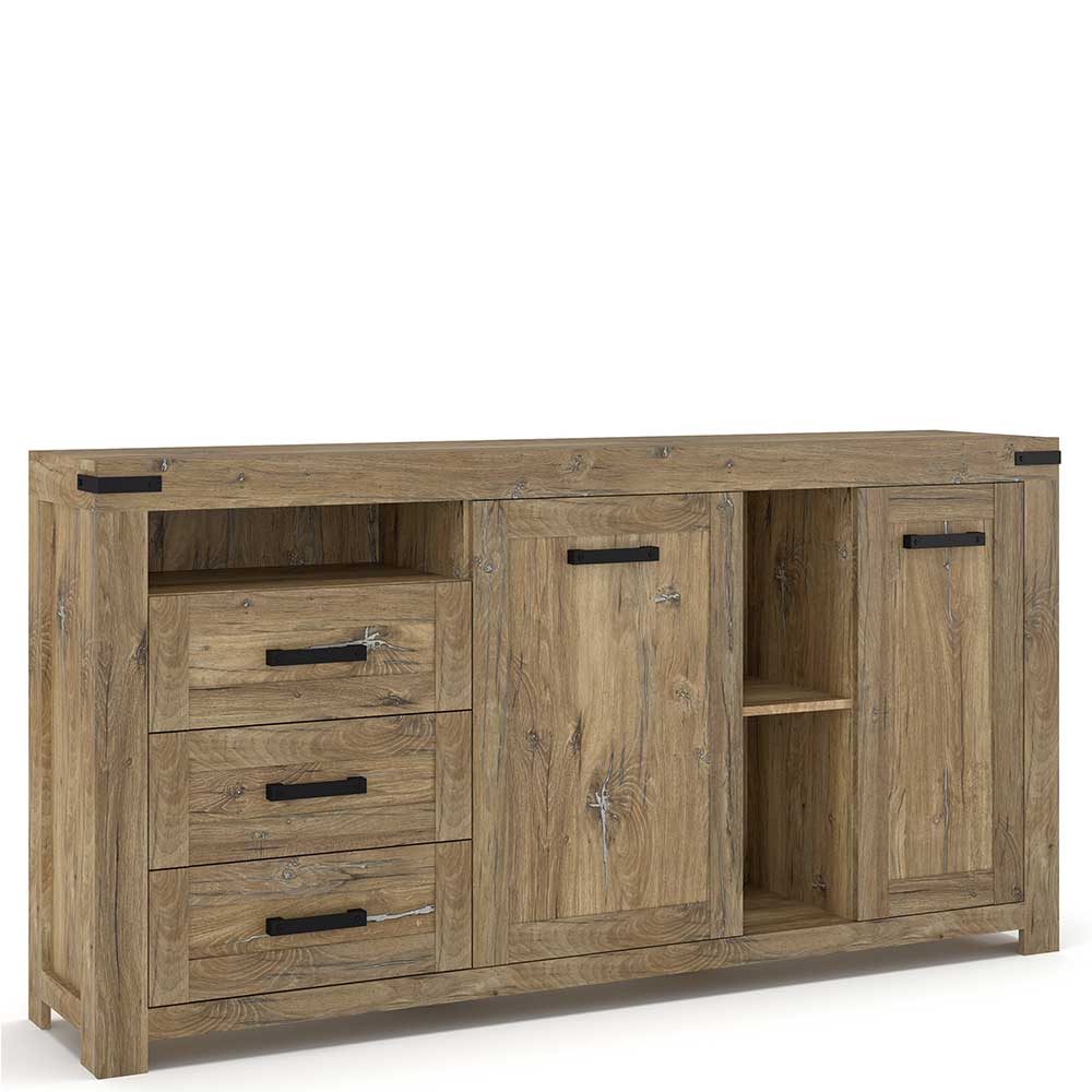 Rustikal-modernes Sideboard in Eiche Dunkel - Ginetta