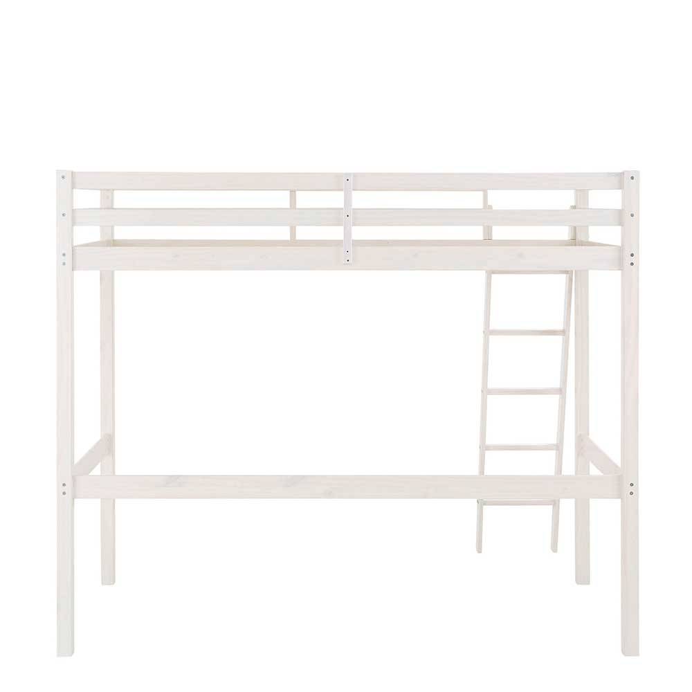175 cm hohes Hochbett mit Leiter in Weiß - Saludio