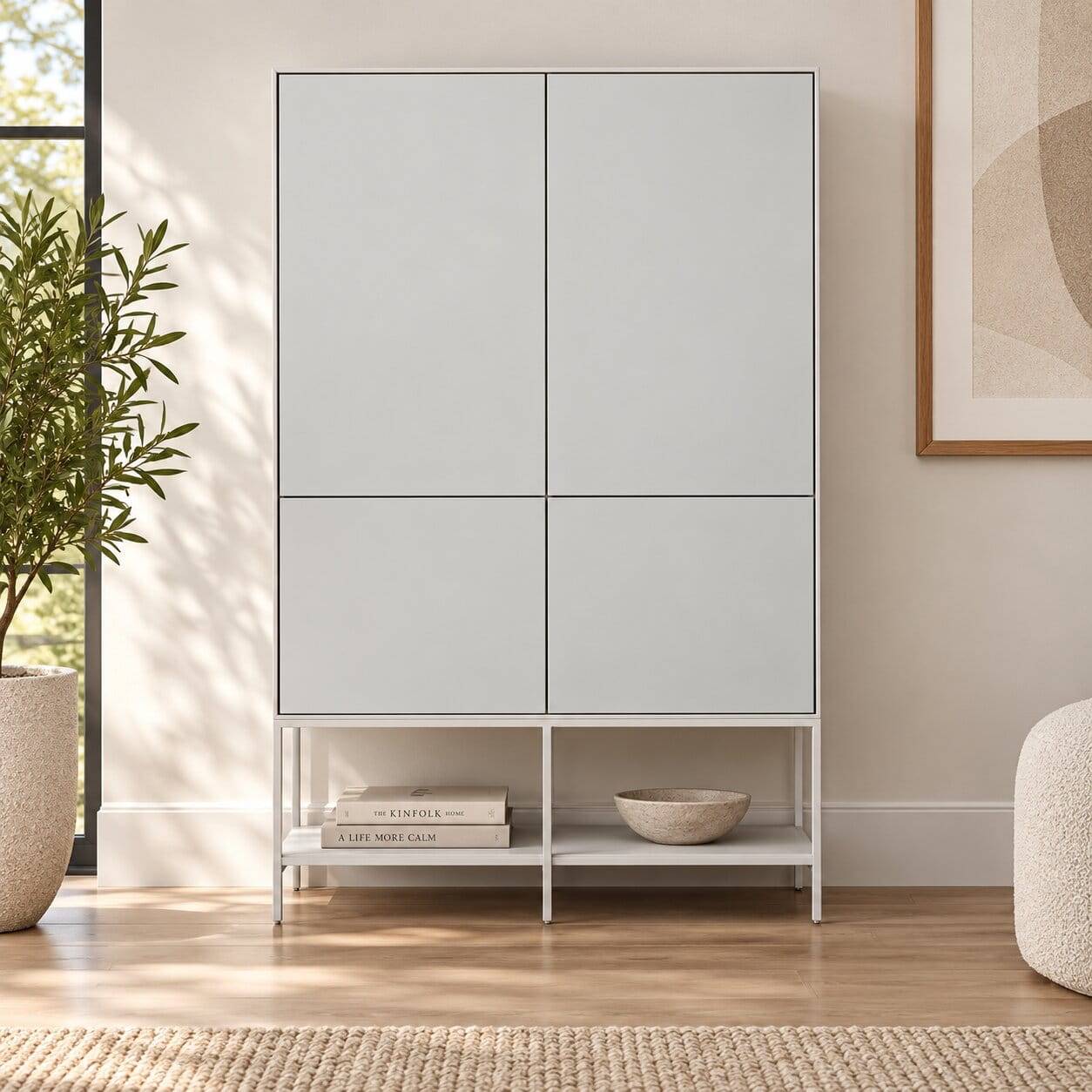 98x160x98 Wohnzimmer Schrank 4-türig & Fach - Dresconio