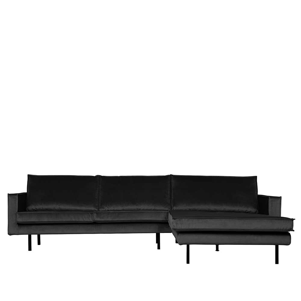 300cm breites Samt L Sofa in Anthrazit - Ertrego