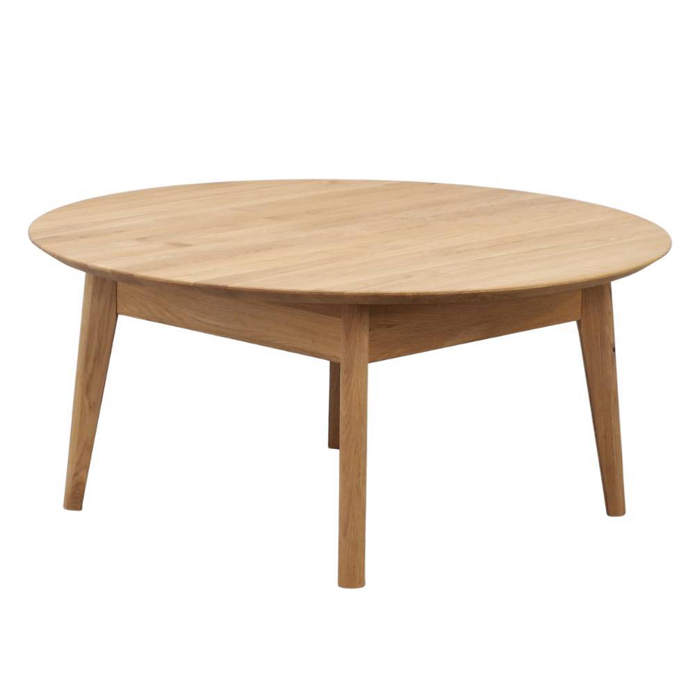 Eleganter runder Couchtisch aus heller Massivholz-Eiche mit stabiler Standfläche – Mona