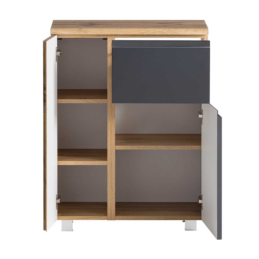 Badunterschrank in mattem Grau & Wildeiche - Jambi