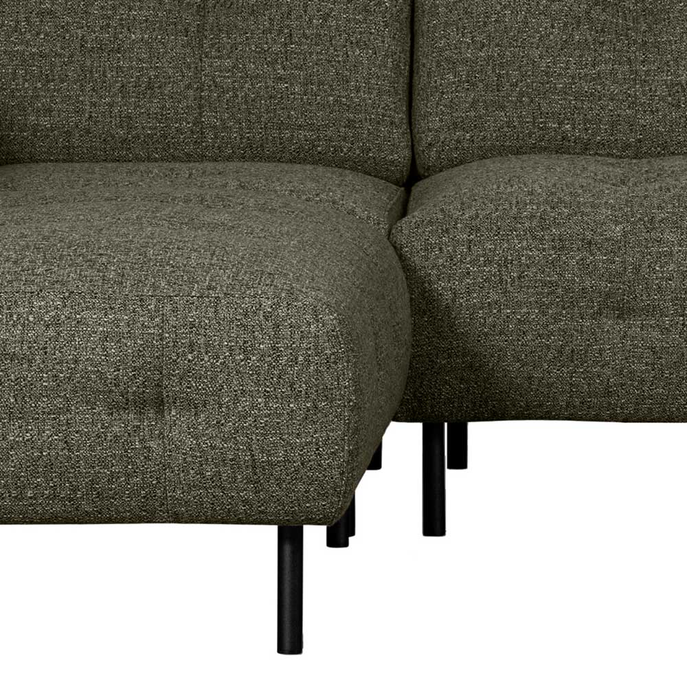 L Sofa aus Strukturstoff in Dunkelgrün - Teresia