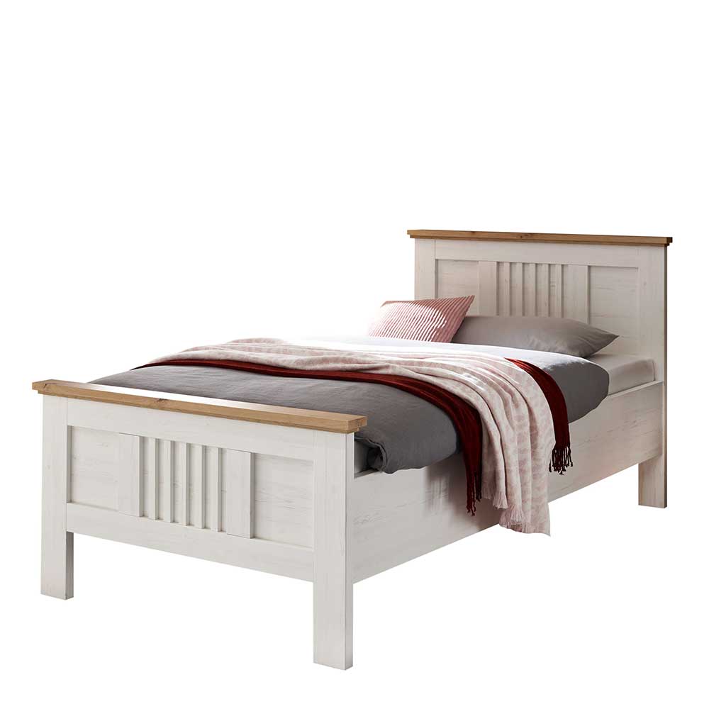 100x200 Landhausbett in Weiß & Eiche - Malvissa