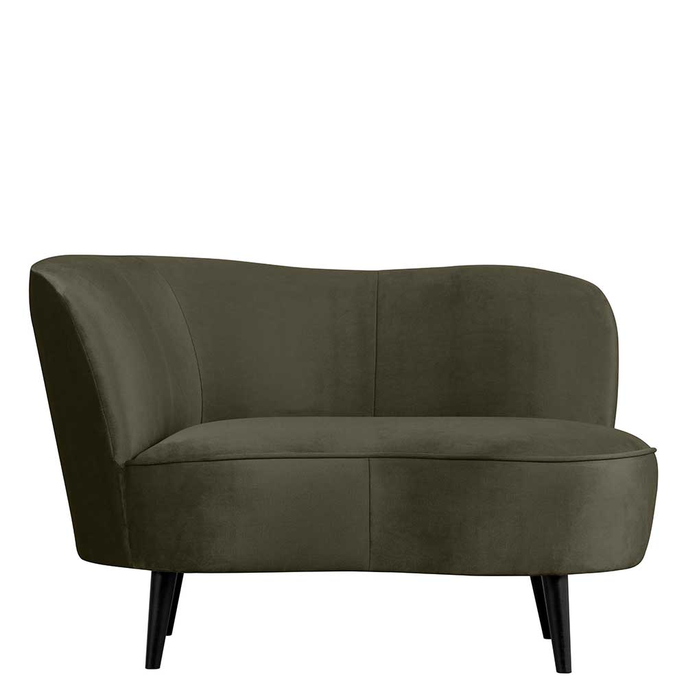 1-Sitzer Retro-Sofa aus Samt in Dunkelgrün - Isydro