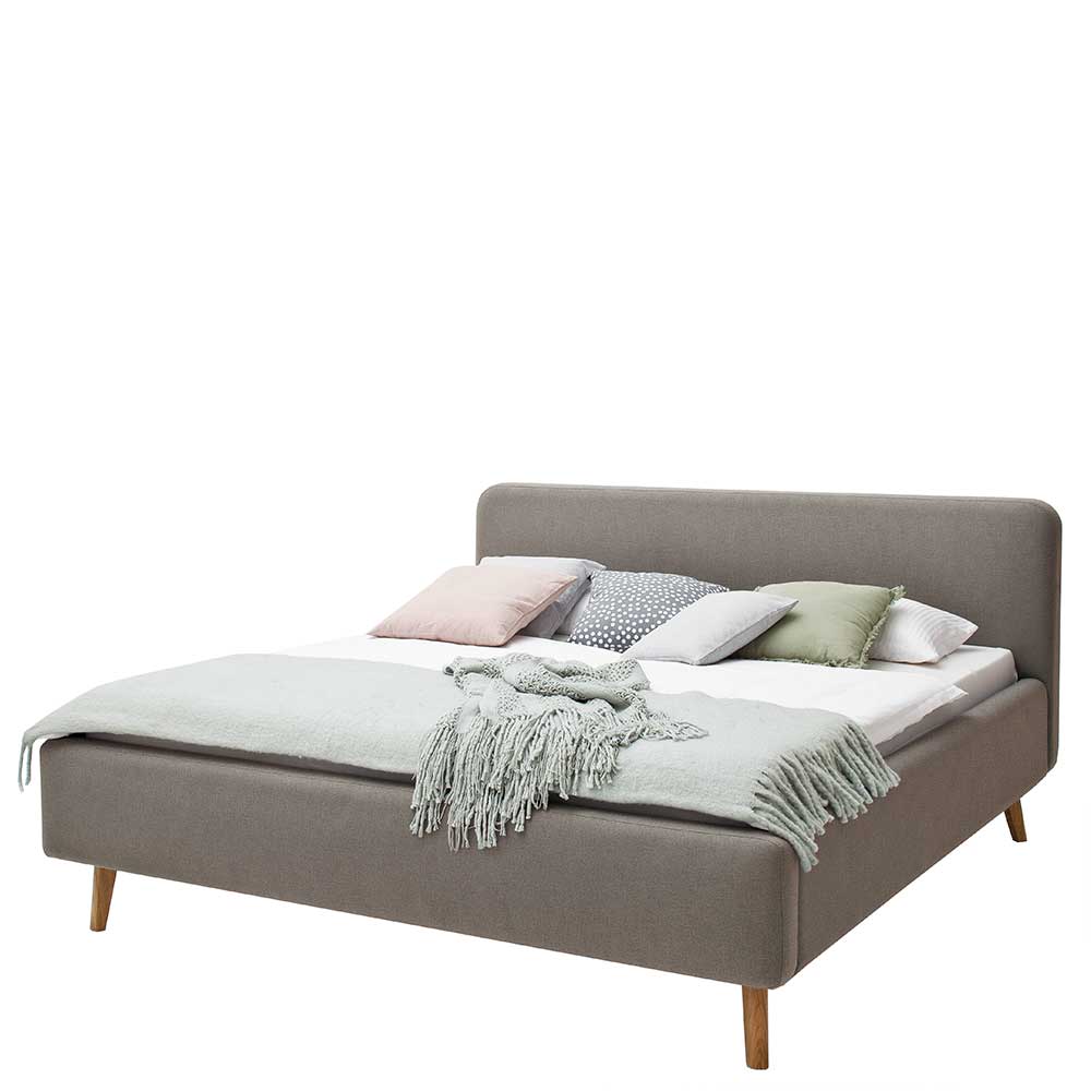 Modernes Stoff Doppelbett in Taupe - Vivien
