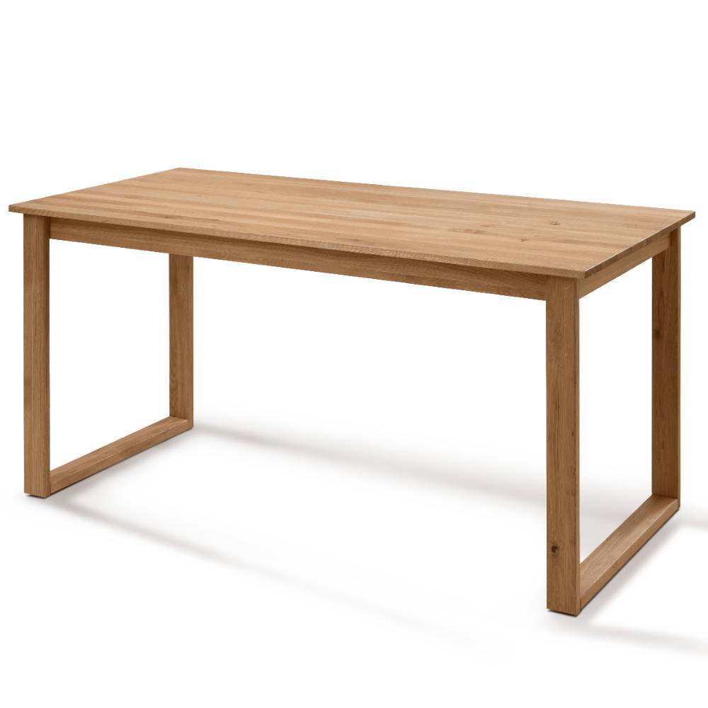 Geräumiger Eichenholz Schreibtisch 160x80 cm mit U-förmigem Massivholzgestell – Calexia