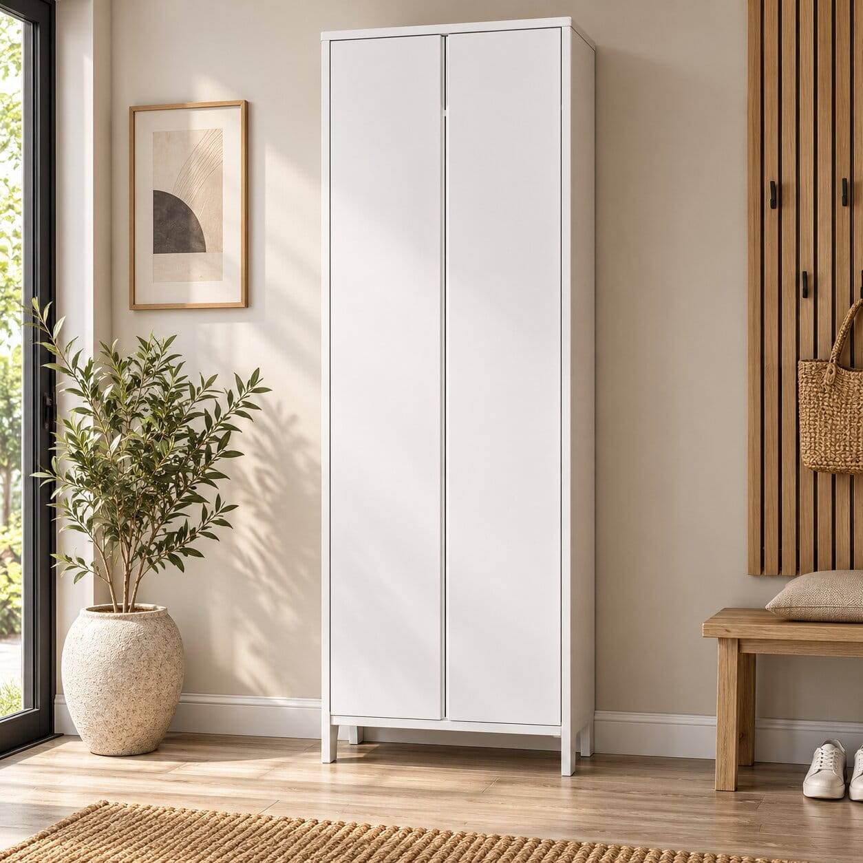 65x192x34 2-türiger Garderobenschrank in Weiß - Oranias