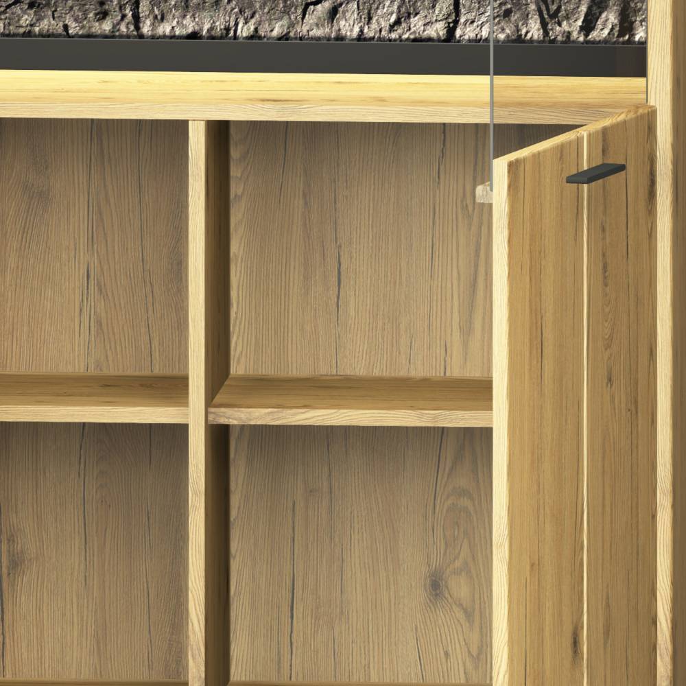 Highboard Vitrine aus Wildeiche Massivholz - Friburgo