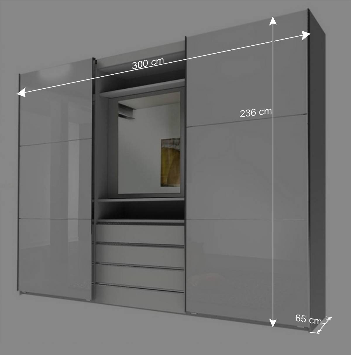 Designer Kleiderschrank mit Schwebetüren - Gastruna