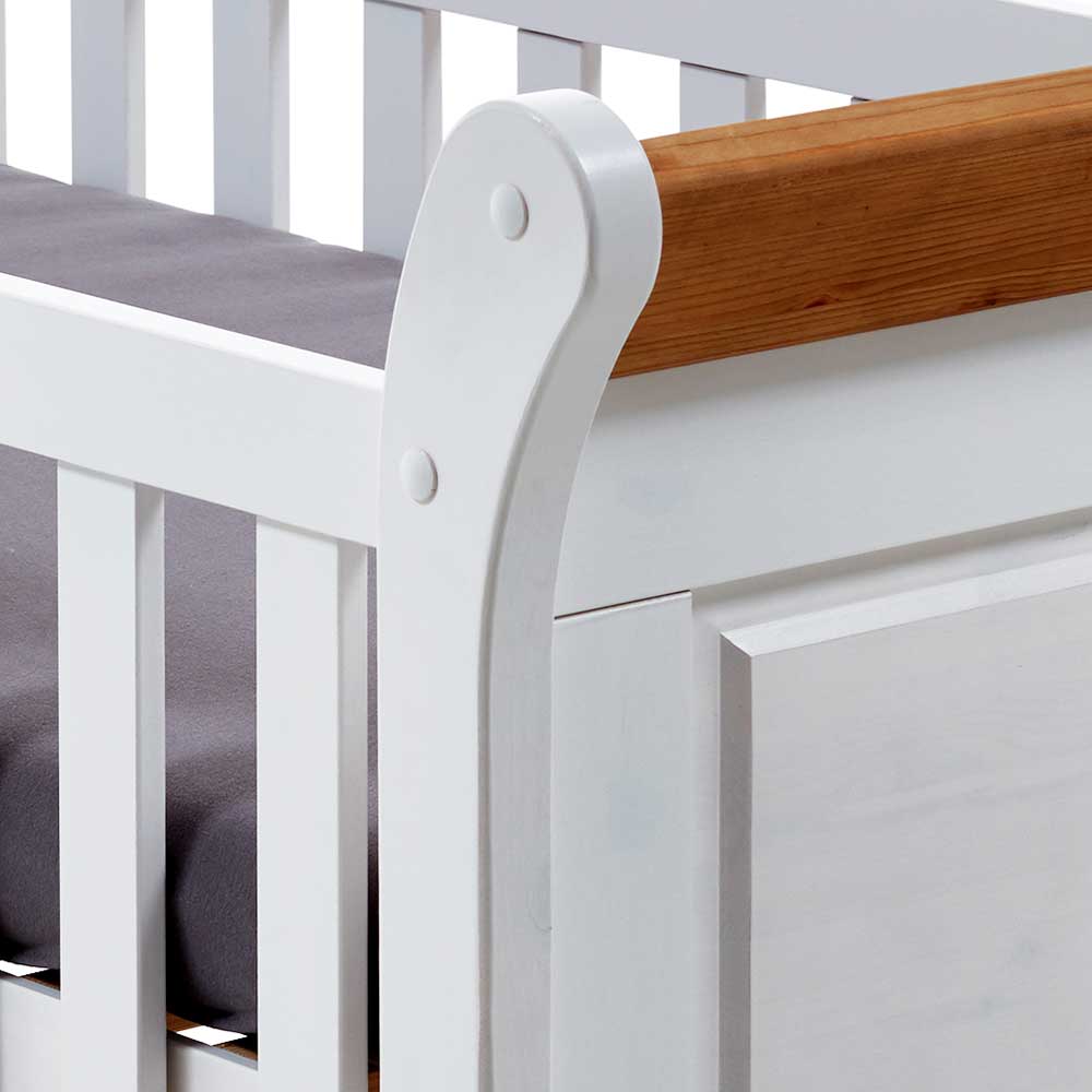 Landhaus Babybett aus Kiefer zweifarbig - Sibiuta