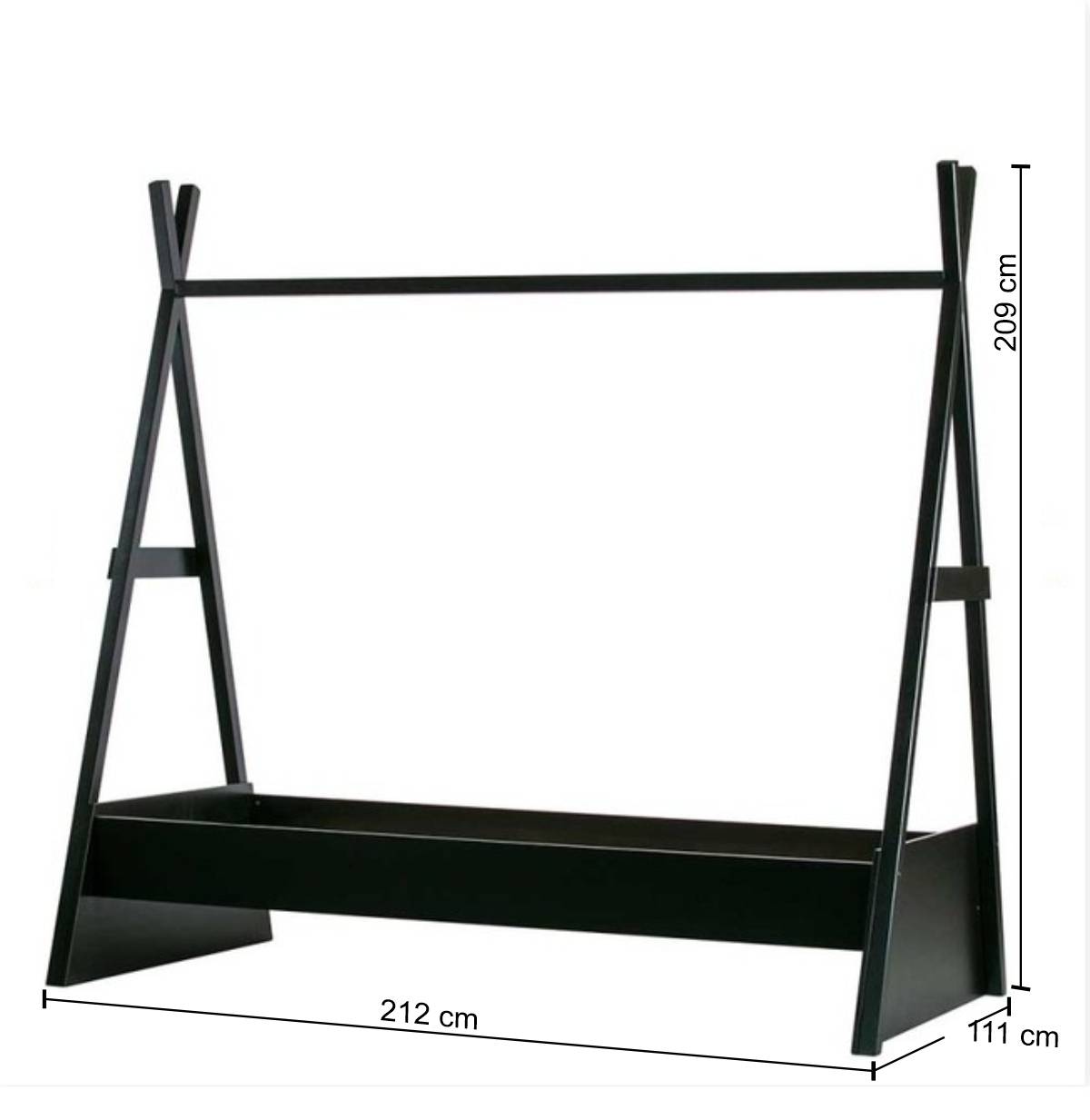 111x209x212 Zelt Kinderbett in Schwarz - Loytina