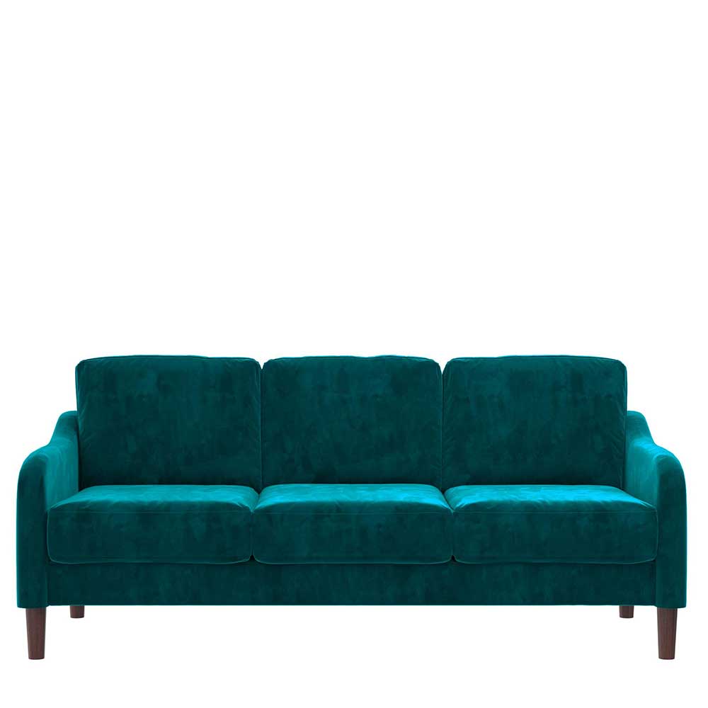 3-Sitzer Couch in Dunkelgrün Samtbezug - Cosmina