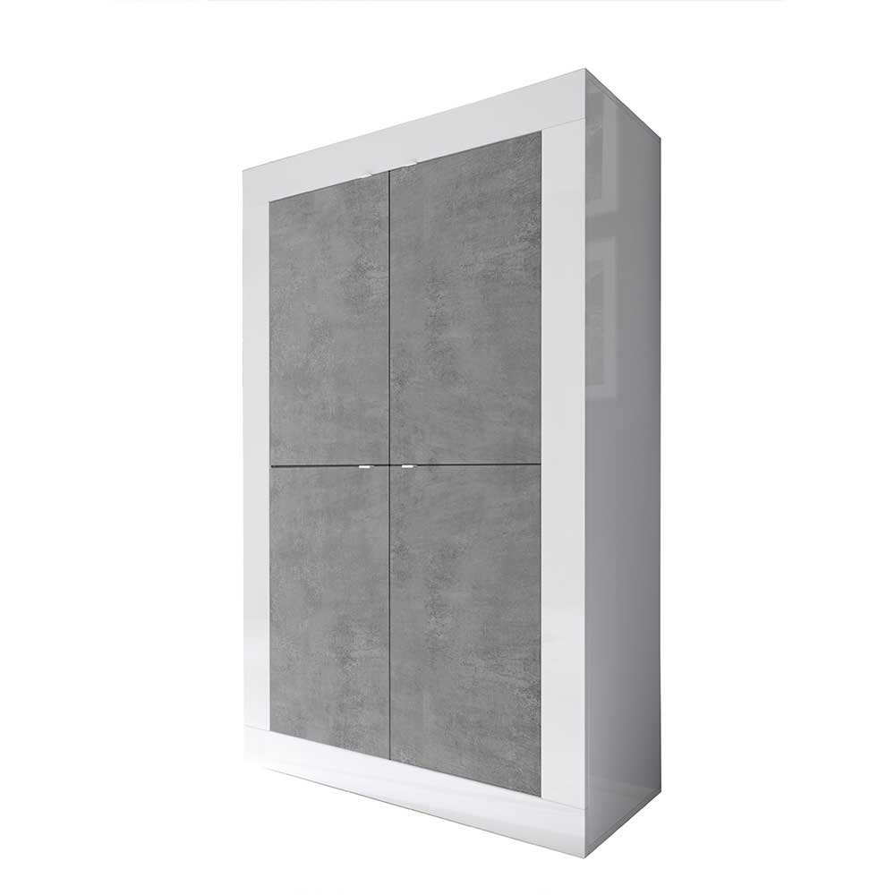 Wohnwand in Beton Optik & Weiß HG - Narandu (dreiteilig)