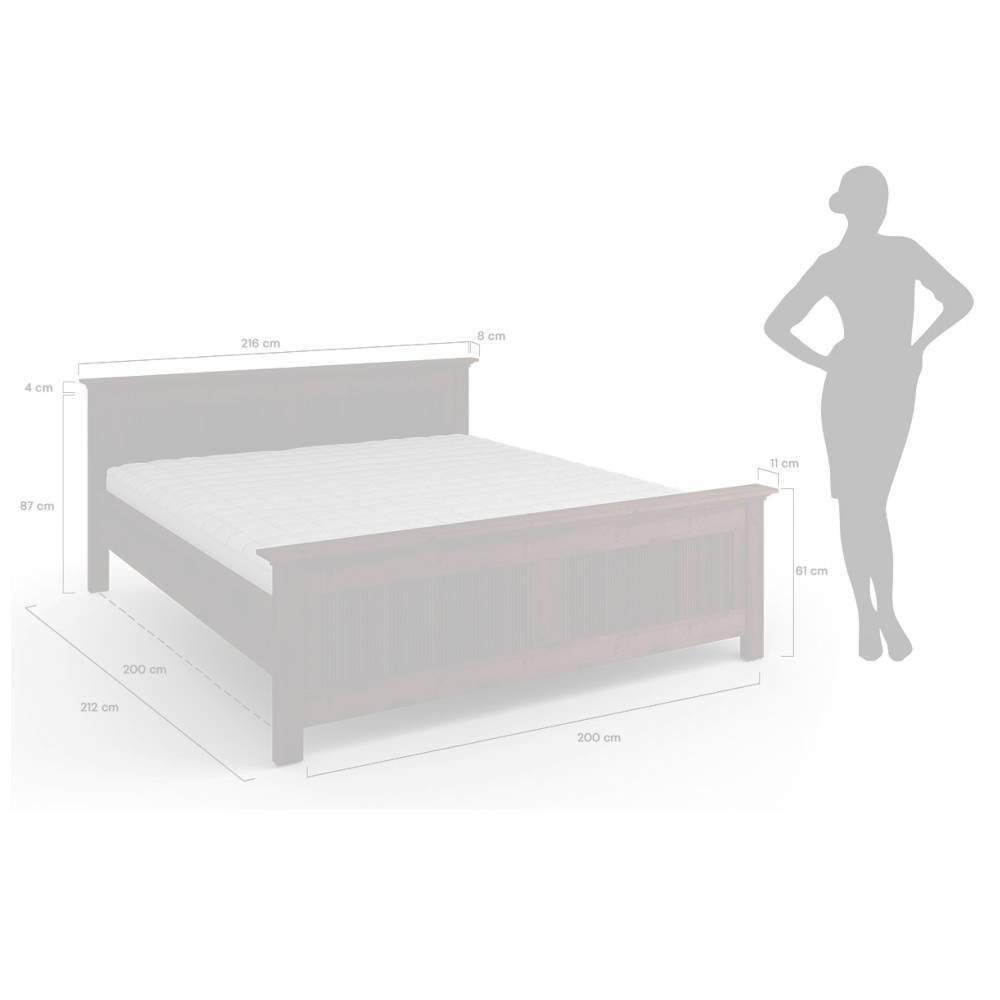 Landhaus-Doppelbett aus Kiefer Massivholz - Socavo