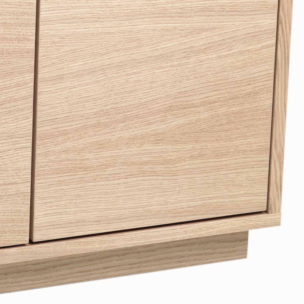 Eichenholzfurnierte Türen der Schuhbank mit heller Holzmaserung – Vaxos