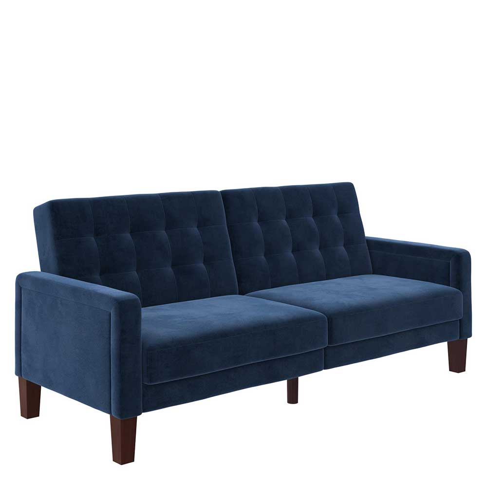 Retro Bettsofa in Blau Samt - Silvaria
