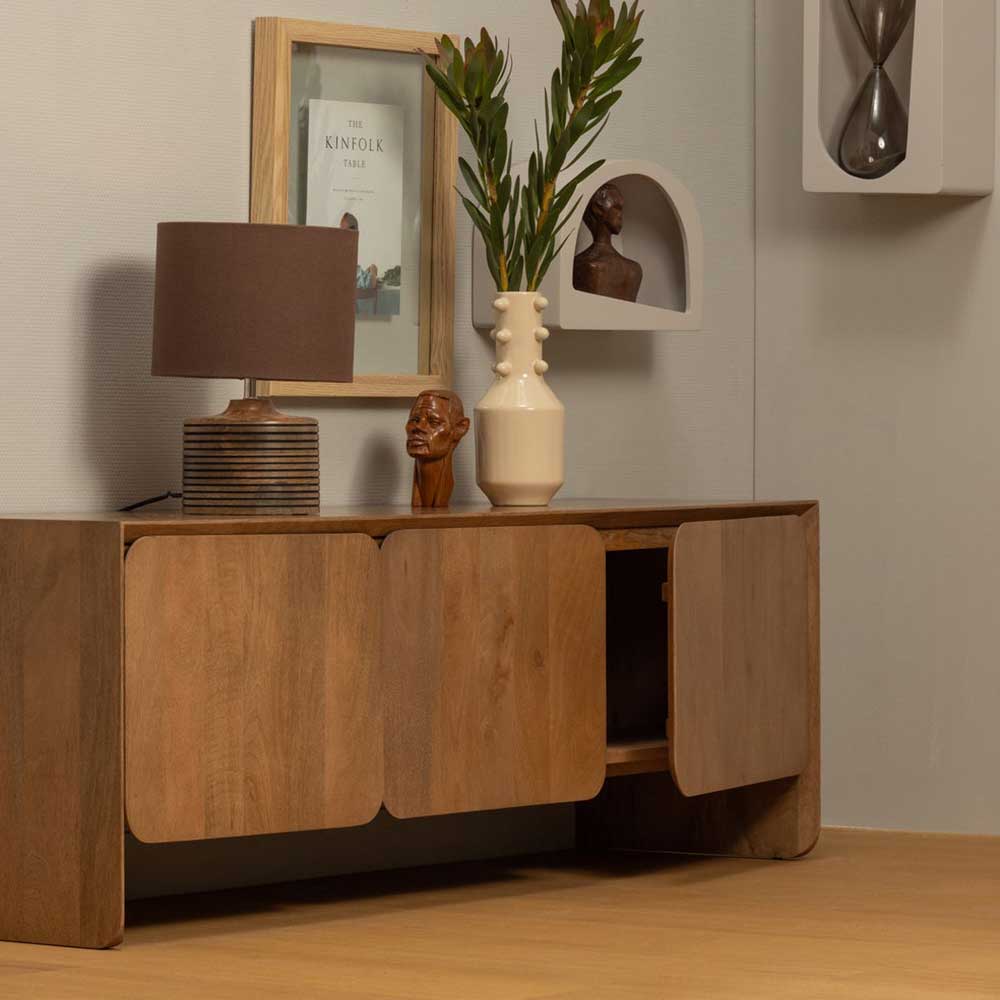 Retro TV Kommode aus Mangobaum Massivholz - Ambros