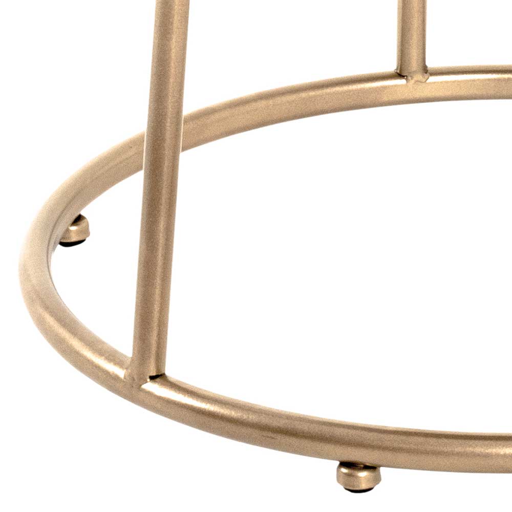 Golden glänzendes Metallgestell des Hockers mit runder Basis und schlanken Beinen – Miaoli