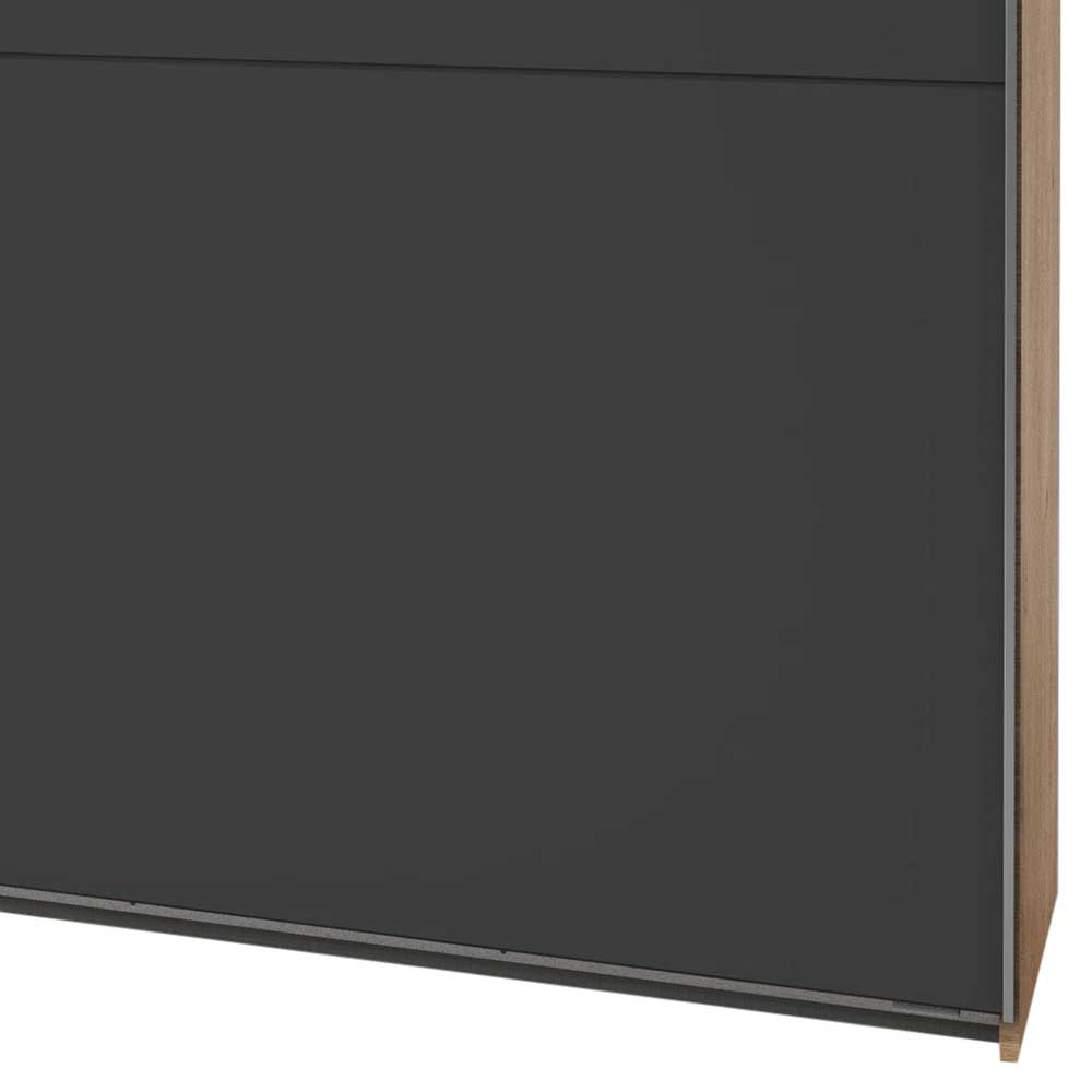 300 cm Schlafzimmerschrank in Dunkelgrau & Holzoptik - Bafata