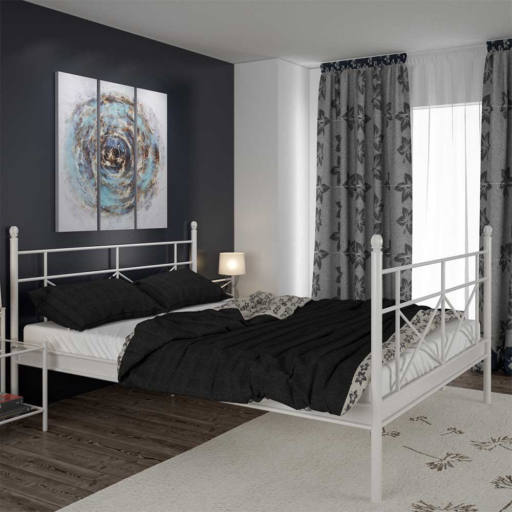 Metallbett in Weiß lackiert - Morvon